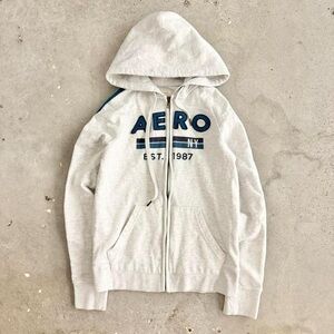 Vintage Y2K Aero NY Gray Zip-Up Hoodie Size XS